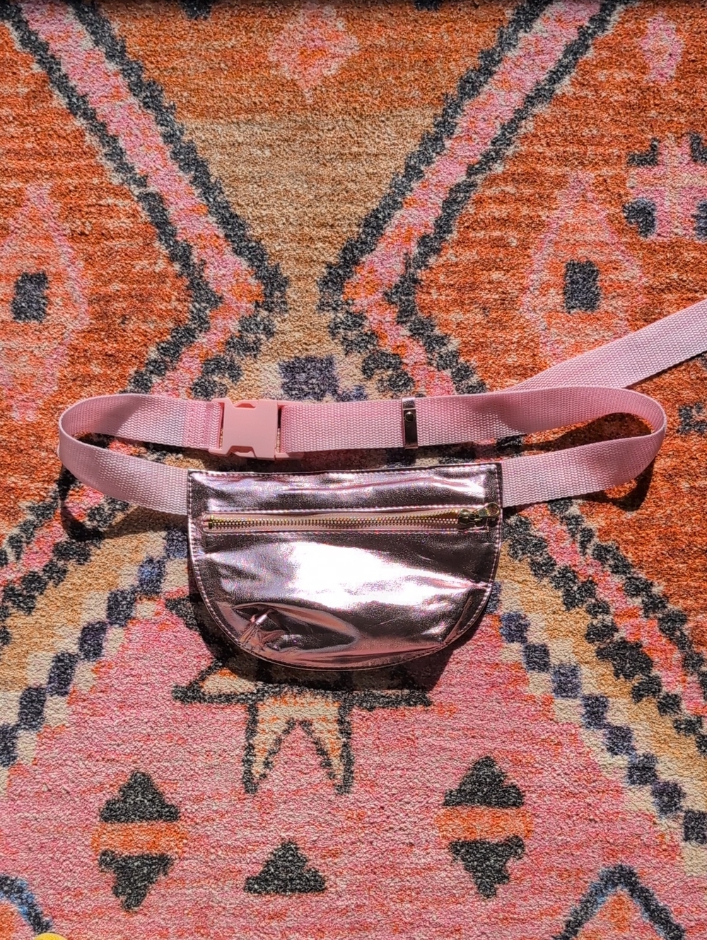 Pink Metallic Bando Belt Bag